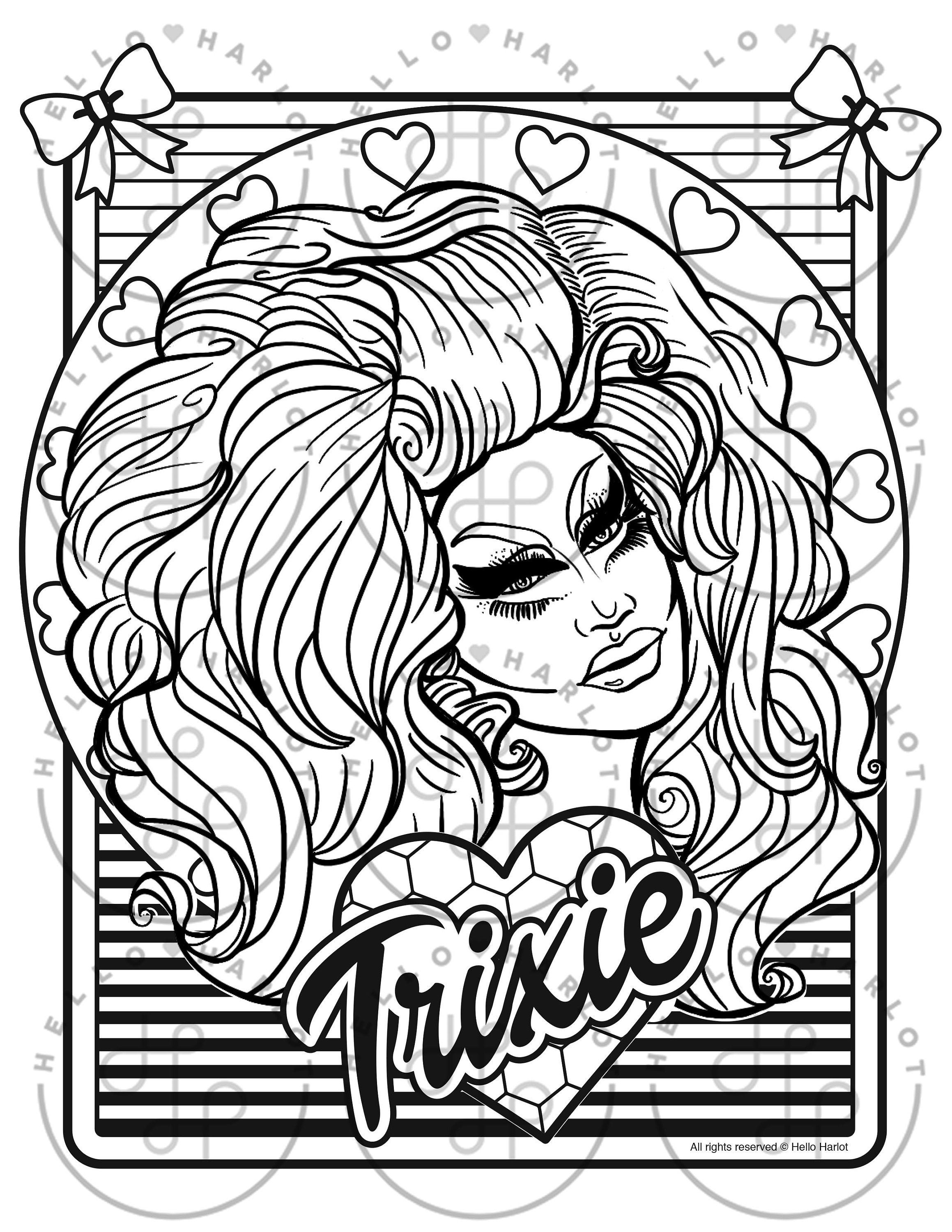 Download Printable Digital Coloring Book For Grownups Rupaul S Etsy