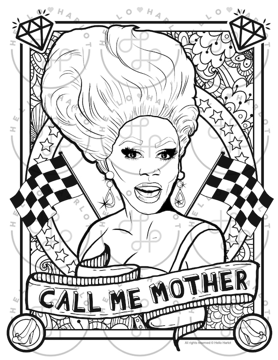 Download Printable Digital Coloring Book For Grownups Rupaul S Etsy