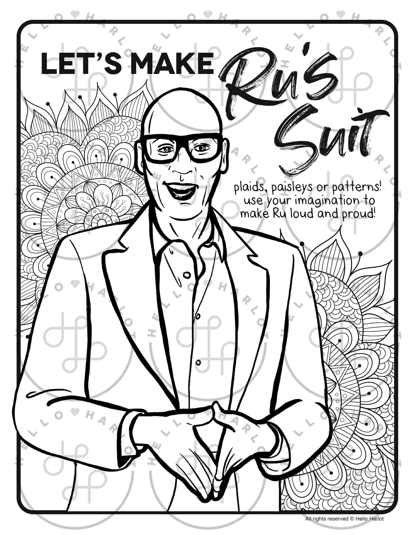 Printable Digital Coloring Book for Grownups Rupaul's | Etsy