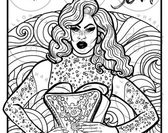 drag queen coloring etsy