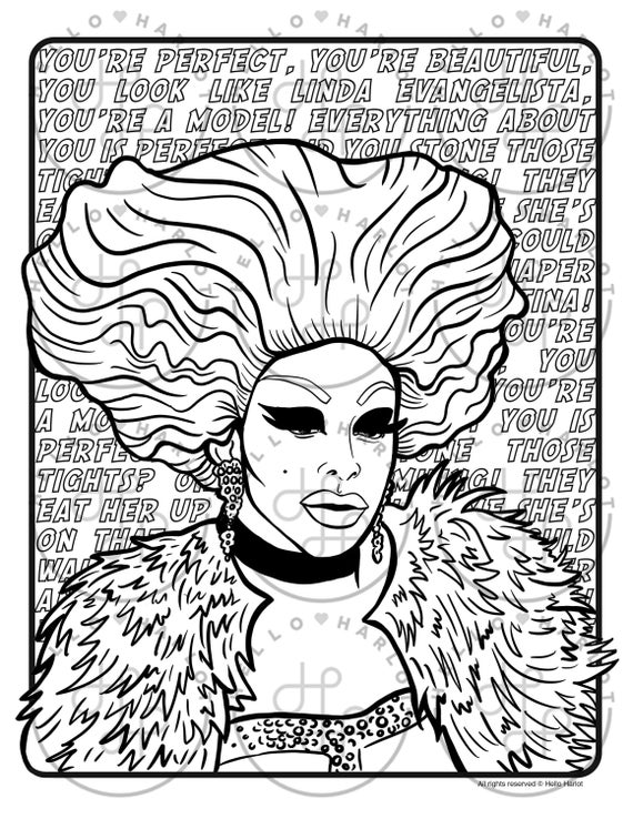 Printable Digital Coloring Book For Grownups Rupaul S Etsy