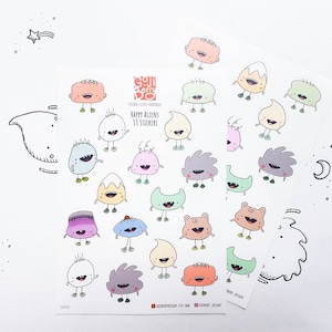 Alien Stickers, Outer Space Theme Sticker Sheets (Pakket van 33 stickers)