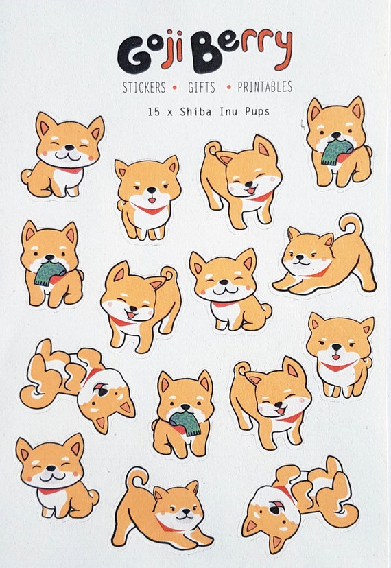 Shiba Inu Pups Sheet Of 15 Stickers