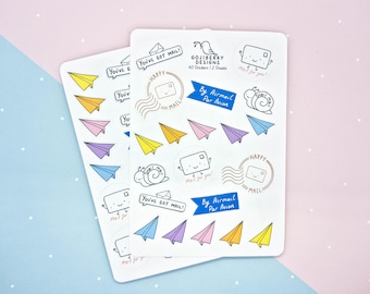 40 snailmailstickers, plannerstickers voor dagboeken, penvriendlabels