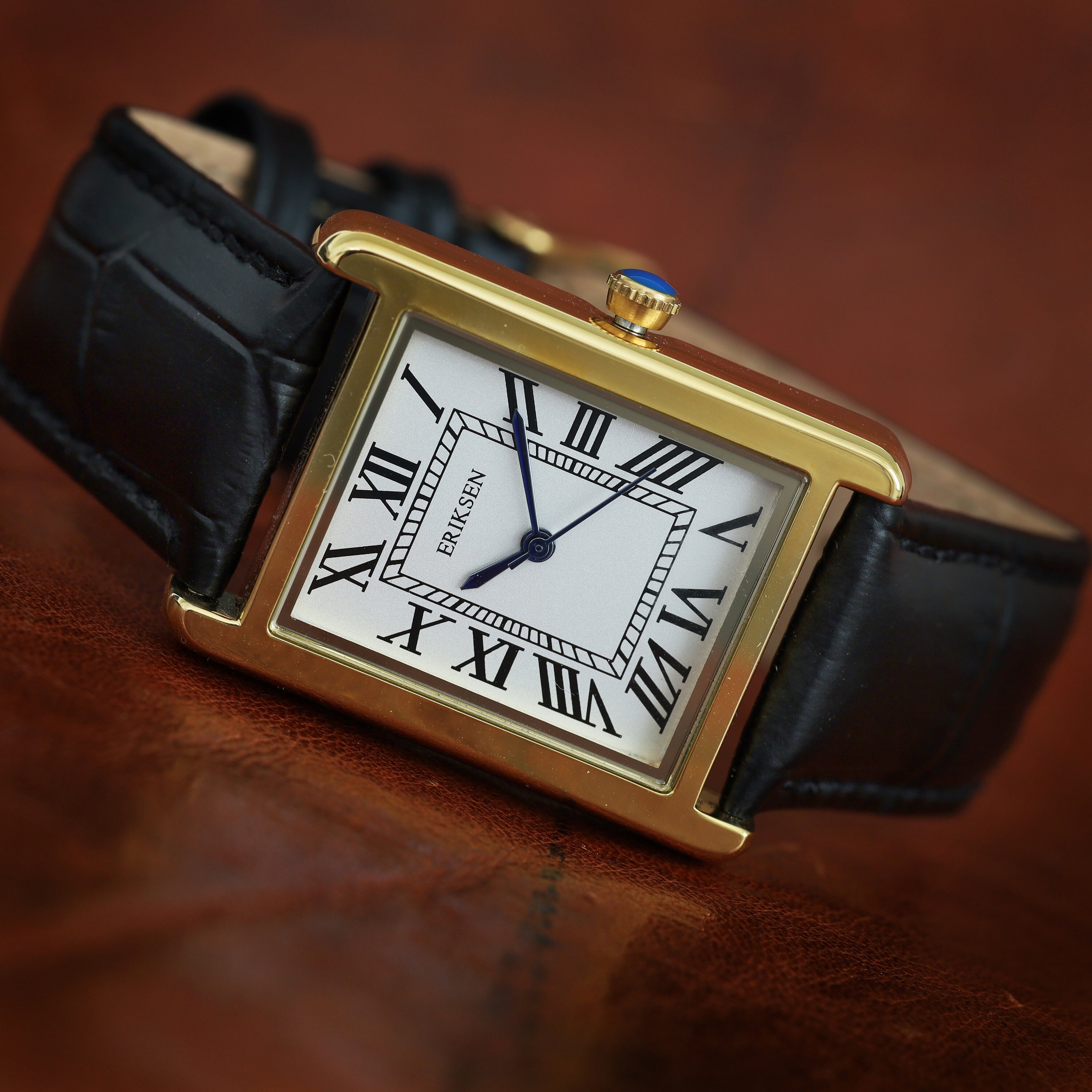 Men's Rectangular Vintage Retro Analog Dress Watch Gold Etsy