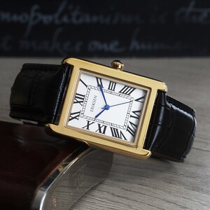 Men's Rectangular Vintage Retro Analog Dress Watch Gold - Etsy