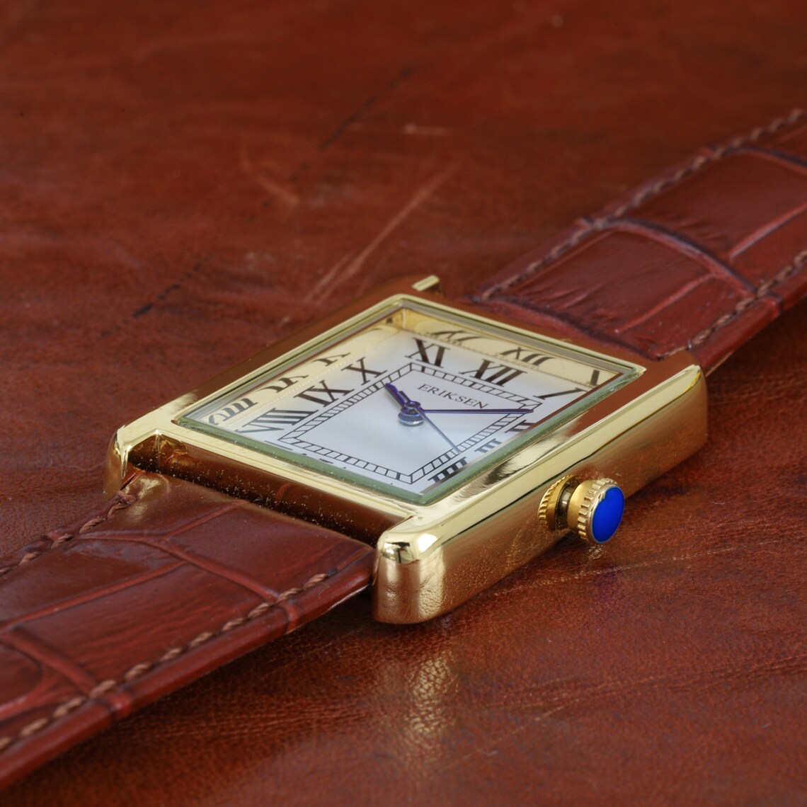 Men's Rectangular Vintage Retro Analog Dress Watch Gold Etsy