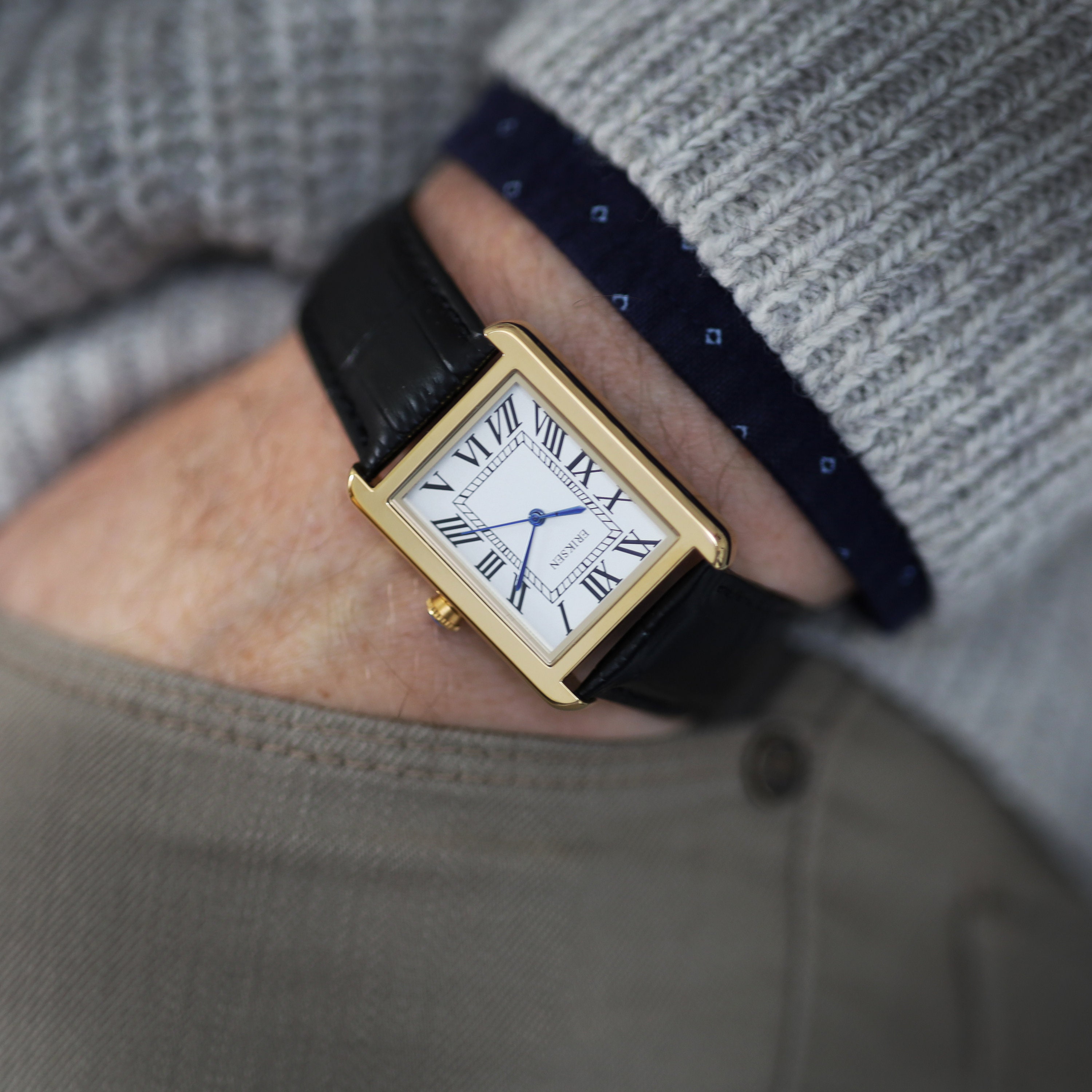 Men's Rectangular Vintage Retro Analog Dress Watch Gold Etsy