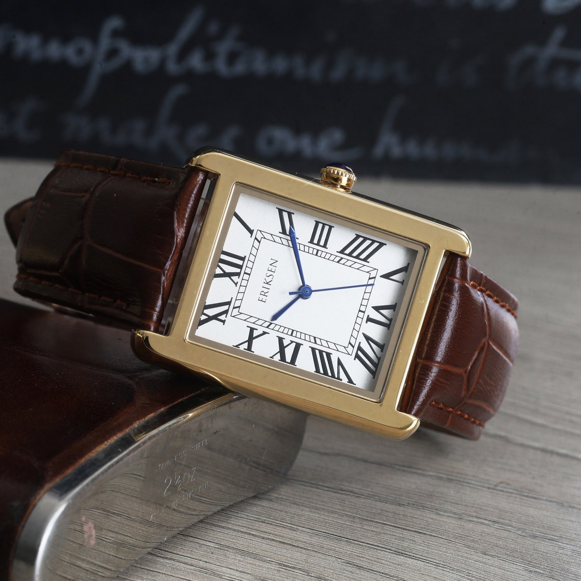 Men's Rectangular Vintage Retro Analog Dress Watch Gold Etsy