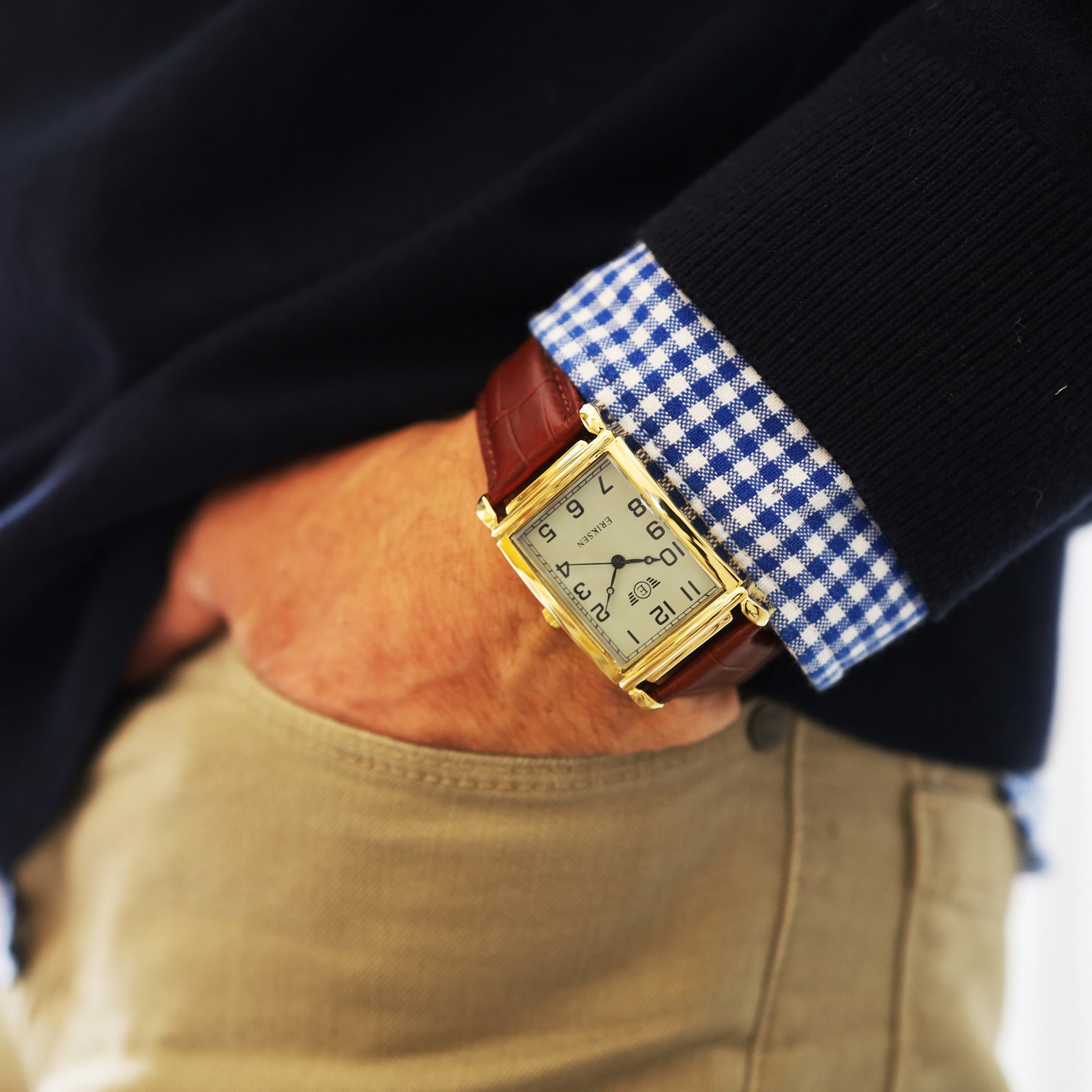 Men's Rectangular Vintage Retro Analog Dress Watch Gold Etsy UK