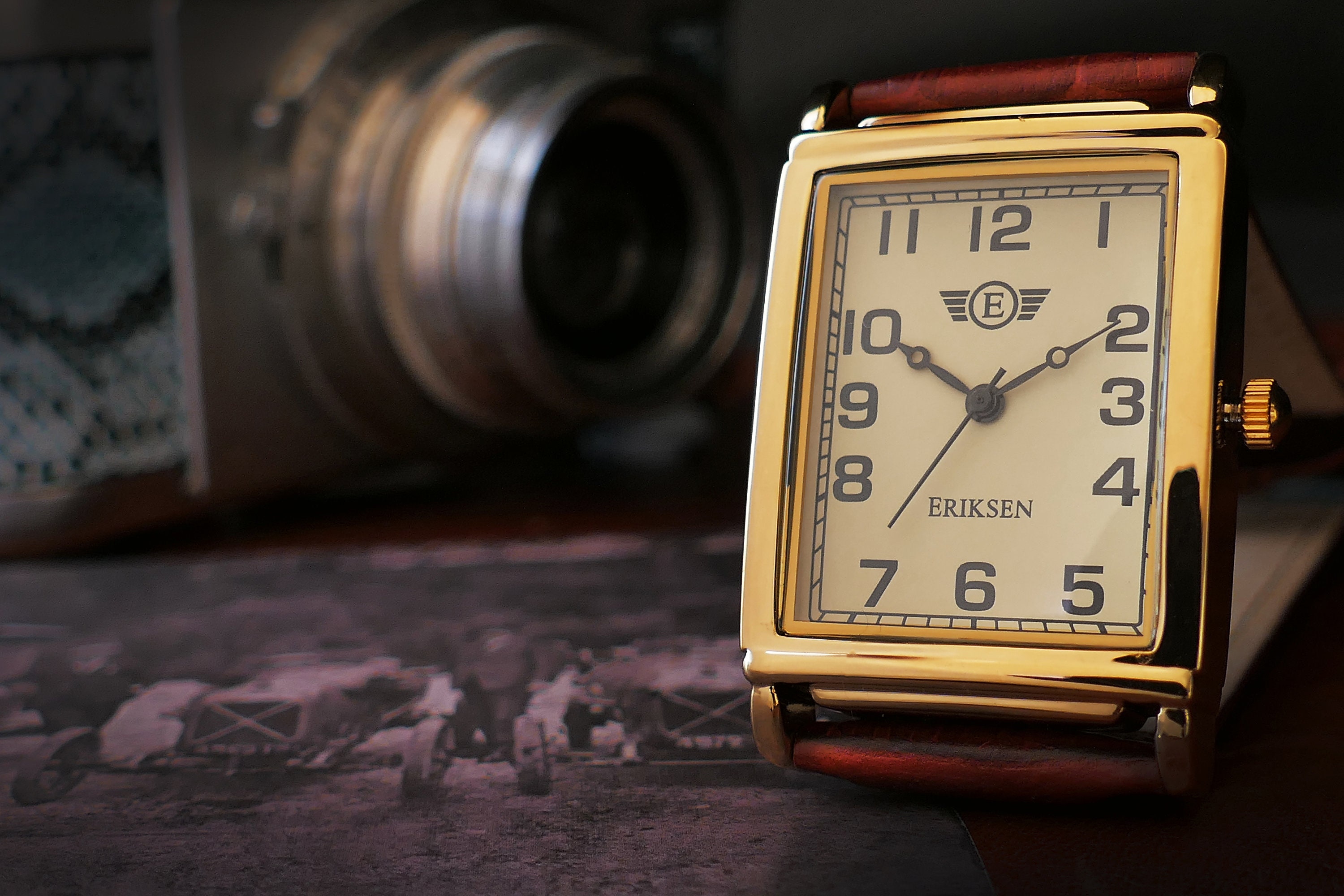 Men's Rectangular Vintage Retro Analog Dress Watch Gold Etsy