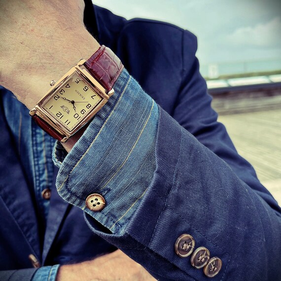 Orologio da uomo rettangolare vintage retrò analogico oro | Etsy Italia