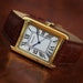 Men's Rectangular Vintage Retro Analog Dress Watch - Gold Chatsworth with Brown Strap 