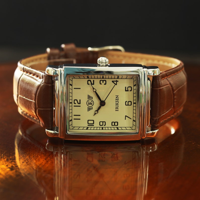 Men's Rectangular Vintage Retro Analog Dress Watch Etsy UK