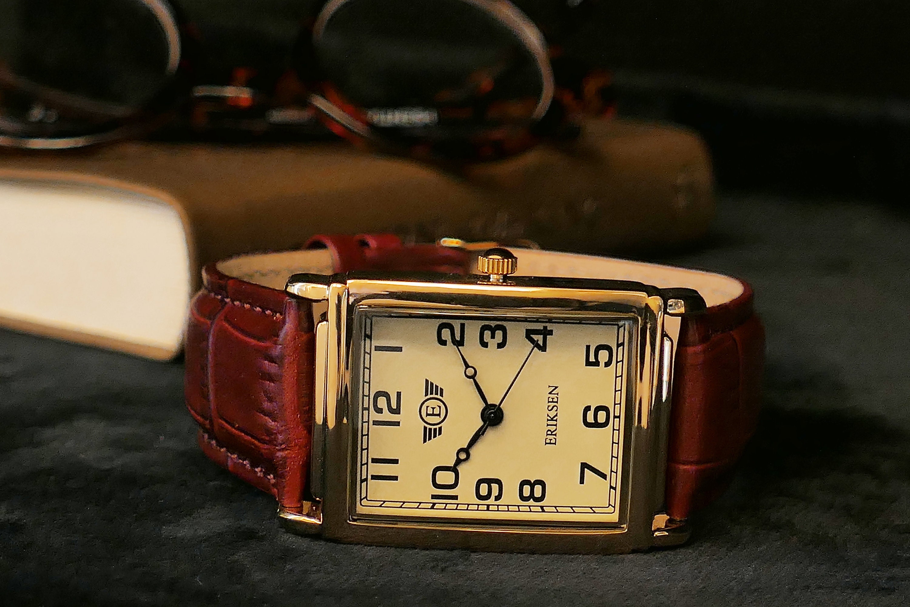 Men's Rectangular Vintage Retro Analog Dress Watch Gold Etsy