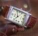 Men's Rectangular Vintage Retro Analog Dress Watch - Silver 