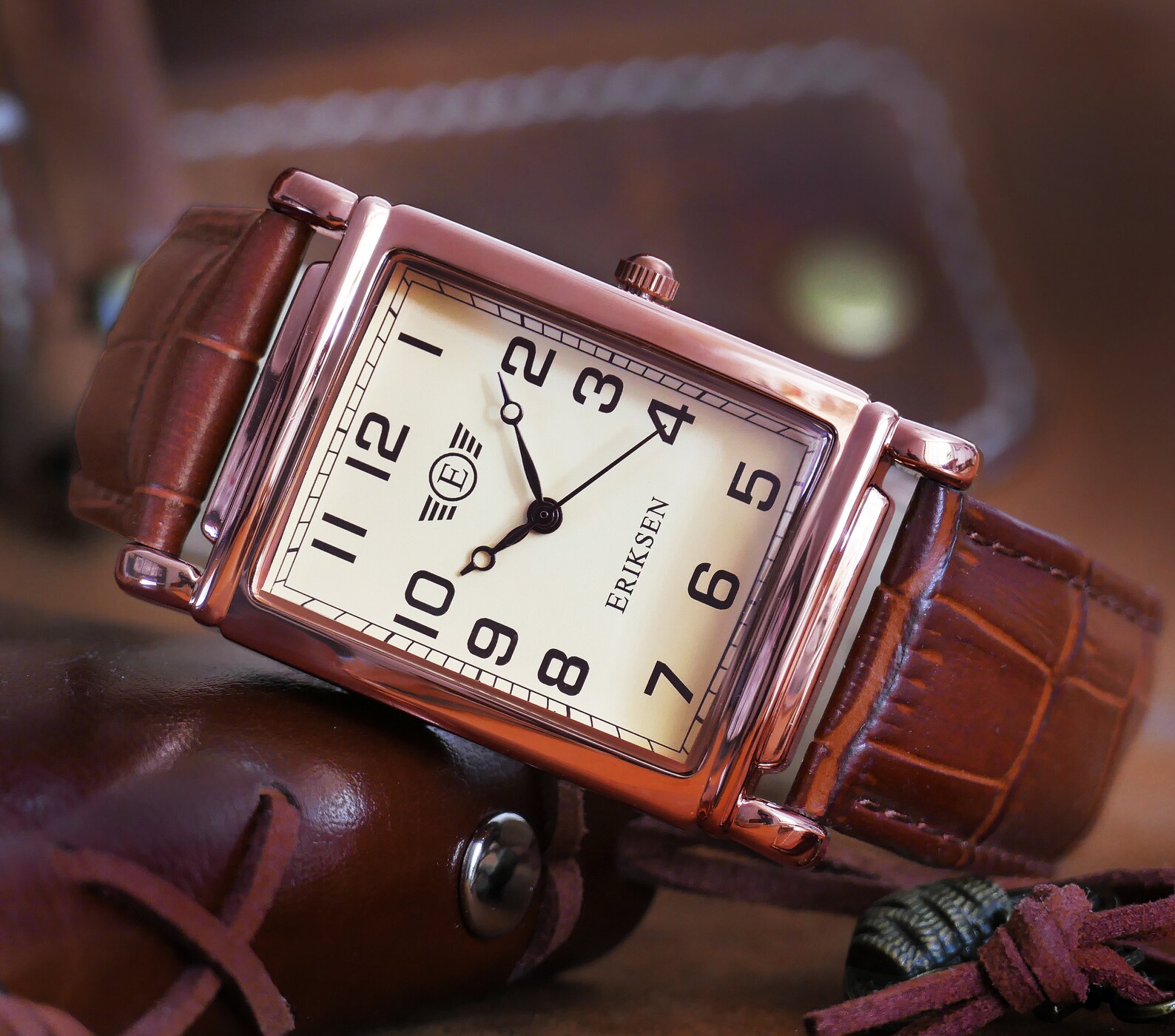 Men's Rectangular Vintage Retro Analog Dress Watch Large Etsy