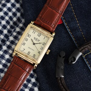 Men's Rectangular Vintage Retro Analog Dress Watch Gold - Etsy