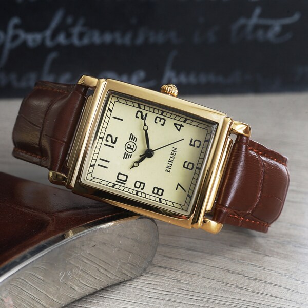 Mens Rectangular Vintage Retro Analog Dress Watch Etsy
