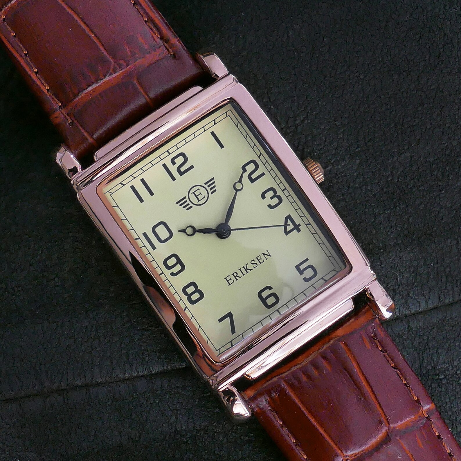 Men's Rectangular Vintage Retro Analog Dress Watch Large Etsy