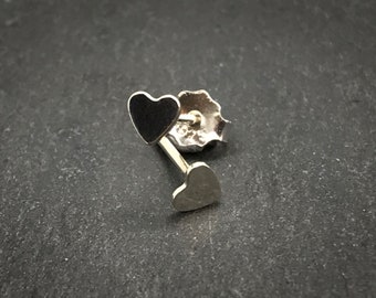 Tiny Heart Stud Earrings, Sterling Silver, 3.5mm, 3/8" Post