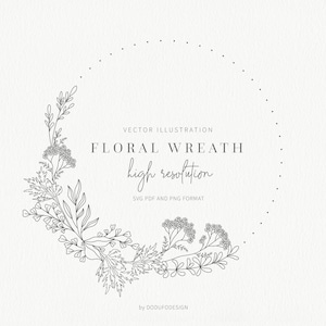 Floral Wreath SVG - Laurel Wreath - Olive Leaf - Floral Frame - Flower - SVG Cut Files - Vector Files - Leaves Clipart - Monogram Wreath