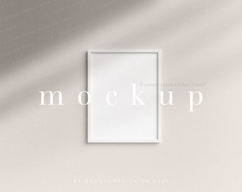 Customizable Letter size frame mockup, Neutral frame mockup, Boho frame template, PSD Smart Object mockup, Letter picture frame