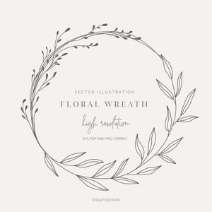 Corona floral SVG: Hoja de olivo y marco de laurel (archivo digital)