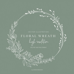 Guirlanda floral SVG - Coroa de louros - Casa de fazenda - Moldura floral - Flor - Arquivos de corte SVG - Arquivos vetoriais - Clipart de folhas - Coroa de monograma