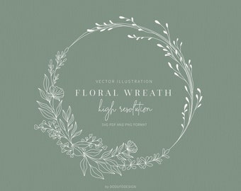 Blumenkranz SVG - LorbeerKranz - Bauernhaus - Blumenrahmen - Blume - SVG Plotterdatei - Vektor dateien - Blätter Clipart - Monogramm Wreath