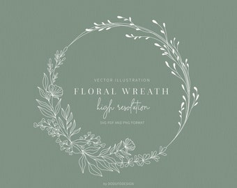 Floral Wreath SVG - Laurel Wreath - Farmhouse - Floral Frame - Flower - SVG Cut Files - Vector Files - Leaves Clipart - Monogram Wreath