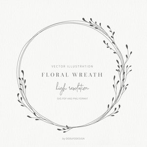 Floral Wreath SVG - Laurel Wreath - Farmhouse Wreath - Leaf Border - SVG Cut Files - Vector Files - Leaves Clipart - Monogram Wreath