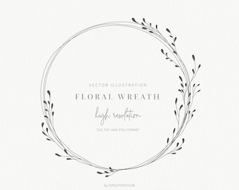 Blumenkranz SVG - Lorbeerkranz - Bauernhauskranz - Blattbordüre - SVG-Schnittdateien - Vektordateien - Blätter Clipart - Monogrammkranz