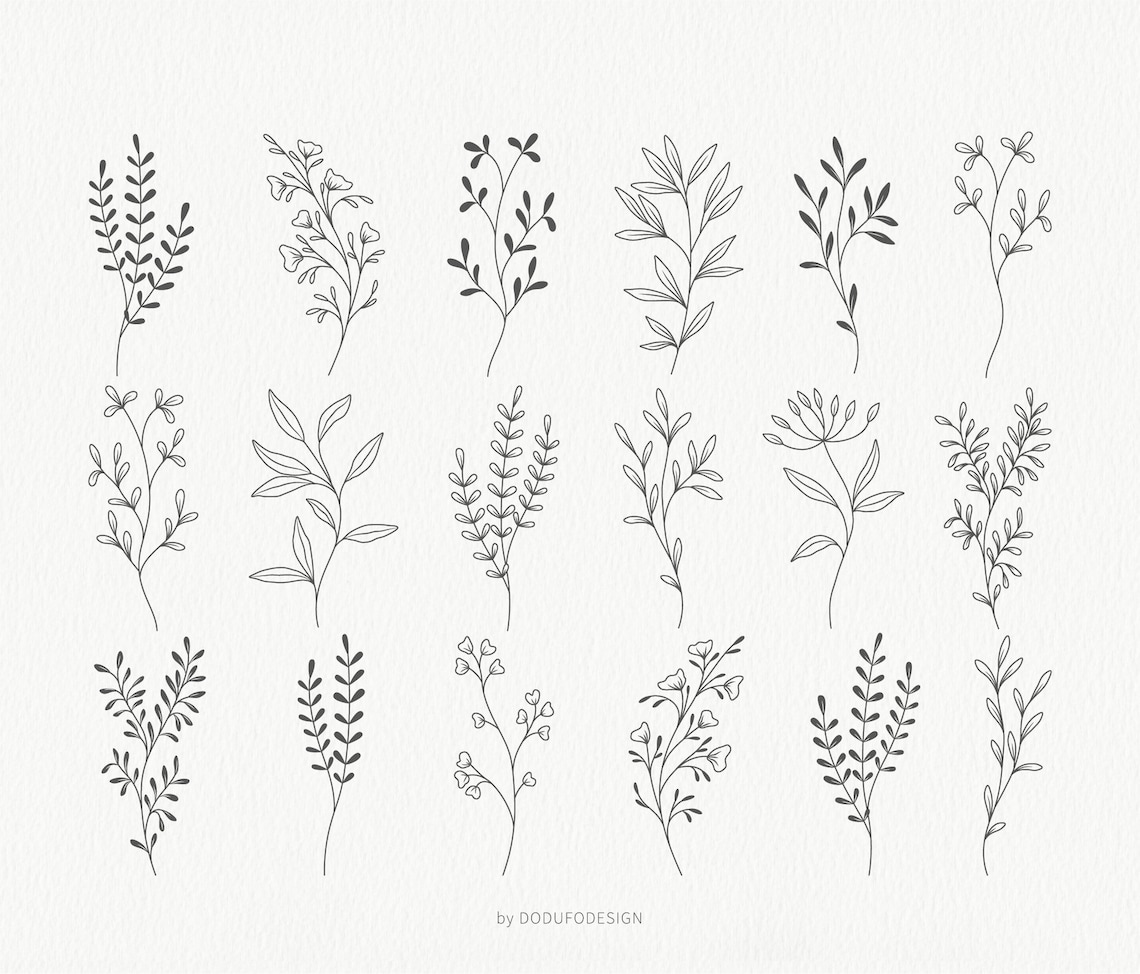 18 Pieces Wild Flowers Illustrations SVG Botanical Line Art - Etsy