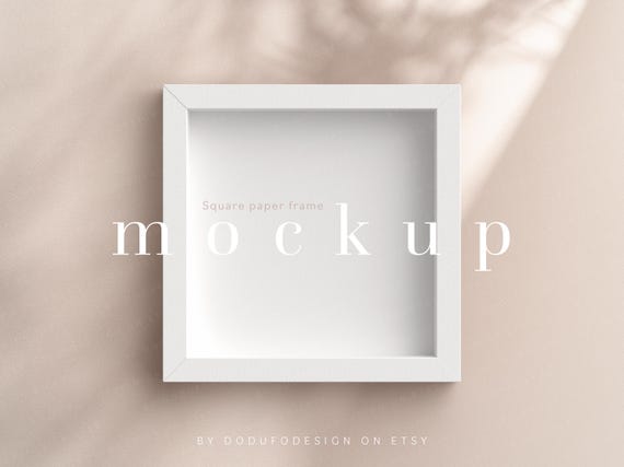 Square Shadowbox Frame Mockup, 8x8 9x9, PSD Smart Object (Digital Download)