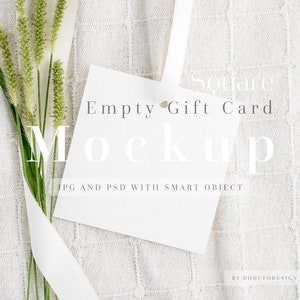 Vierkant cadeau tag mockup, Favori tag mockup, Pakketlabel, Blanco label, Minimalistische lege witte kaart, Bruiloft briefpapier mockup, Branding tag
