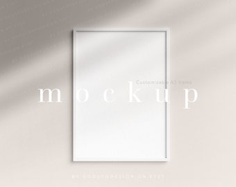 Customizable A3 Photo frame mockup, A3 Frame, Neutral frame mockup, Boho frame template, PSD Smart Object mockup, 5x7 ratio picture frame