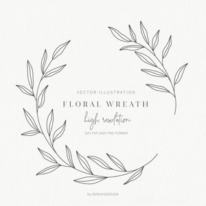 Ghirlanda floreale SVG – Cornice di foglie di ulivo, Clipart di foglie (file digitale)