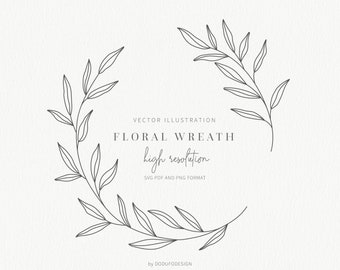 Blumenkranz SVG - Lorbeerkranz - Olivenblatt - Blumenrahmen - Blume - SVG Schnittdateien - Vektordateien - Blätter Clipart - Monogramm Kranz