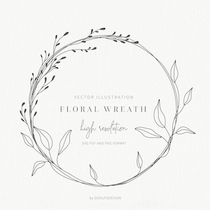 Floral Wreath SVG - Laurel Wreath - Olive Leaf - Floral Frame - Flower - SVG Cut Files - Vector Files - Leaves Clipart - Monogram Wreath