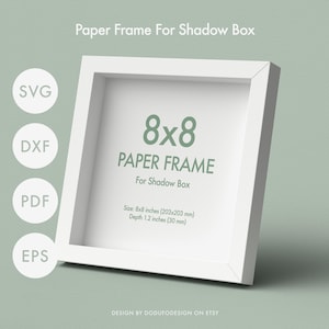 Shadow Box Frame 8 x 8 inch SVG-sjabloon - met scoretool, papieren karton frame SVG voor Cricut en Silhouette