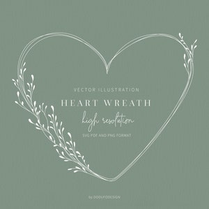 Heart Wreath SVG - Heart Frame - Wedding invitation - Laurel Wreath SVG - Wreath Frame - SVG Cut Files - Vector - Leaves - Monogram Heart