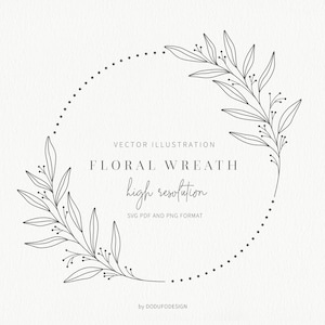 Floral Wreath SVG - Circle Wreath - Olive Leaf - Floral Frame - Flower - SVG Cut Files - Vector Files - Leaves Clipart - Monogram Wreath