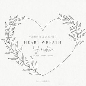 Heart Wreath SVG - Heart Frame - Wedding invitation - Laurel Wreath SVG - Wreath Frame - SVG Cut Files - Vector - Leaves - Monogram Heart