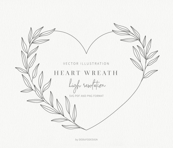 Heart Wreath SVG Heart Frame Wedding Invitation Laurel Wreath SVG