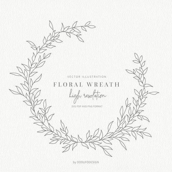 Wieniec laurowy SVG – ramka kwiatowa, kliparty z liśćmi (pliki cyfrowe)