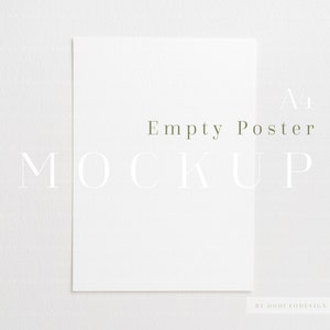 Maqueta de póster A4, Póster vacío minimalista, Maqueta de arte de pared, Maqueta de arte de acuarela, Maqueta simple de póster neutro moderno