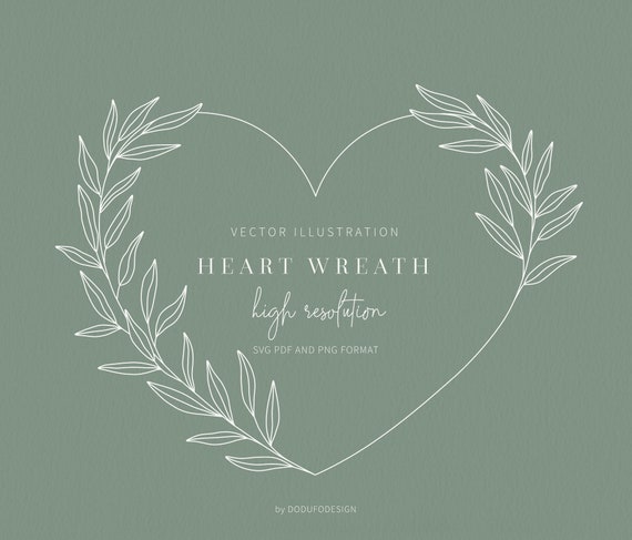 Heart Wreath SVG Heart Frame Wedding Invitation Laurel Wreath SVG