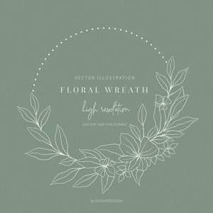 Floral Wreath SVG - Laurel Wreath - Olive Leaf - Floral Frame - Flower - SVG Cut Files - Vector Files - Leaves Clipart - Monogram Wreath
