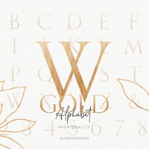 Gold Alphabet Clipart, Foil Alphabet, Branding, Gold Type Clipart, Design, Alphabet, Invitation de mariage, Botanic, Clipart, Numbers, DCN-02